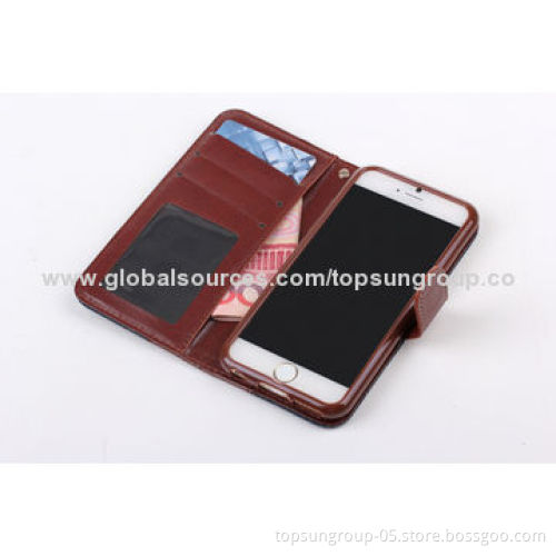 High-quality Denim + PU Flip Cases for iPhone 6 with Card Slots and Hanging Rope